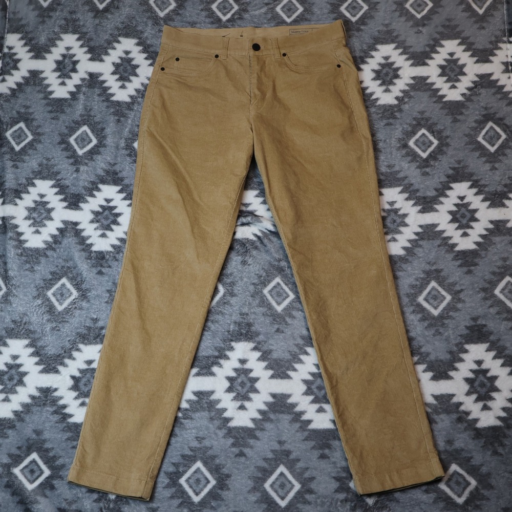 Mizzen+Main Leroy Slim Corduroy Pants Tan Khaki Mens 30x30 Stretch Trousers